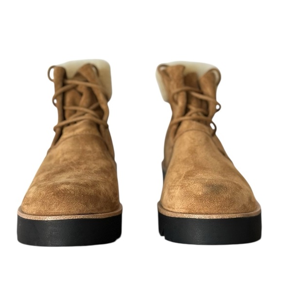 NEW EILEEN FISHER Kenille Sport Suede Lace-Up Wedge Bootie in Syrup Size 8.5 - Picture 2 of 8